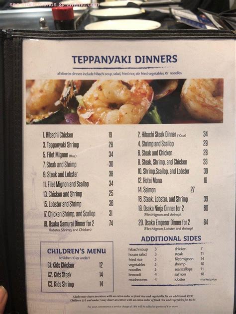 osaka seafood steakhouse menu|Collections Including Osaka Japanese Steak House